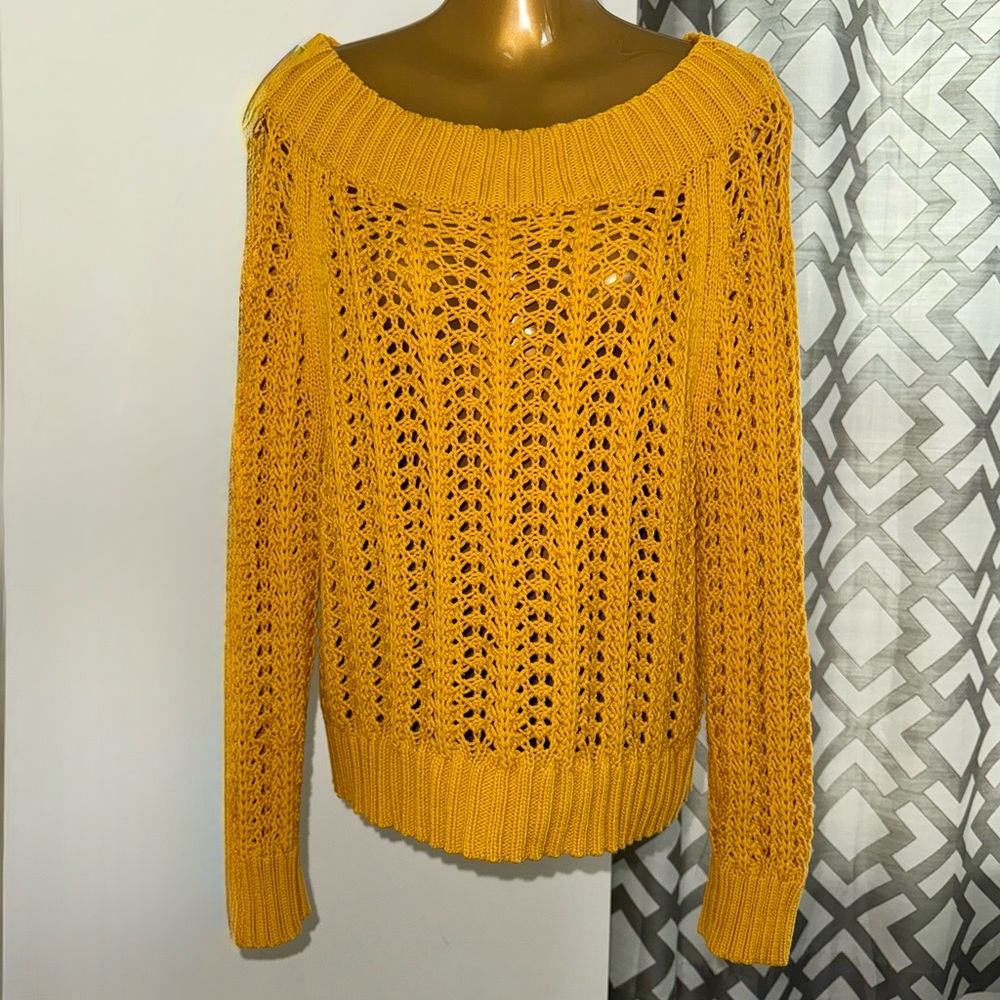 J.Crew Mustard Yellow Open-Knit Sweater (XS)
